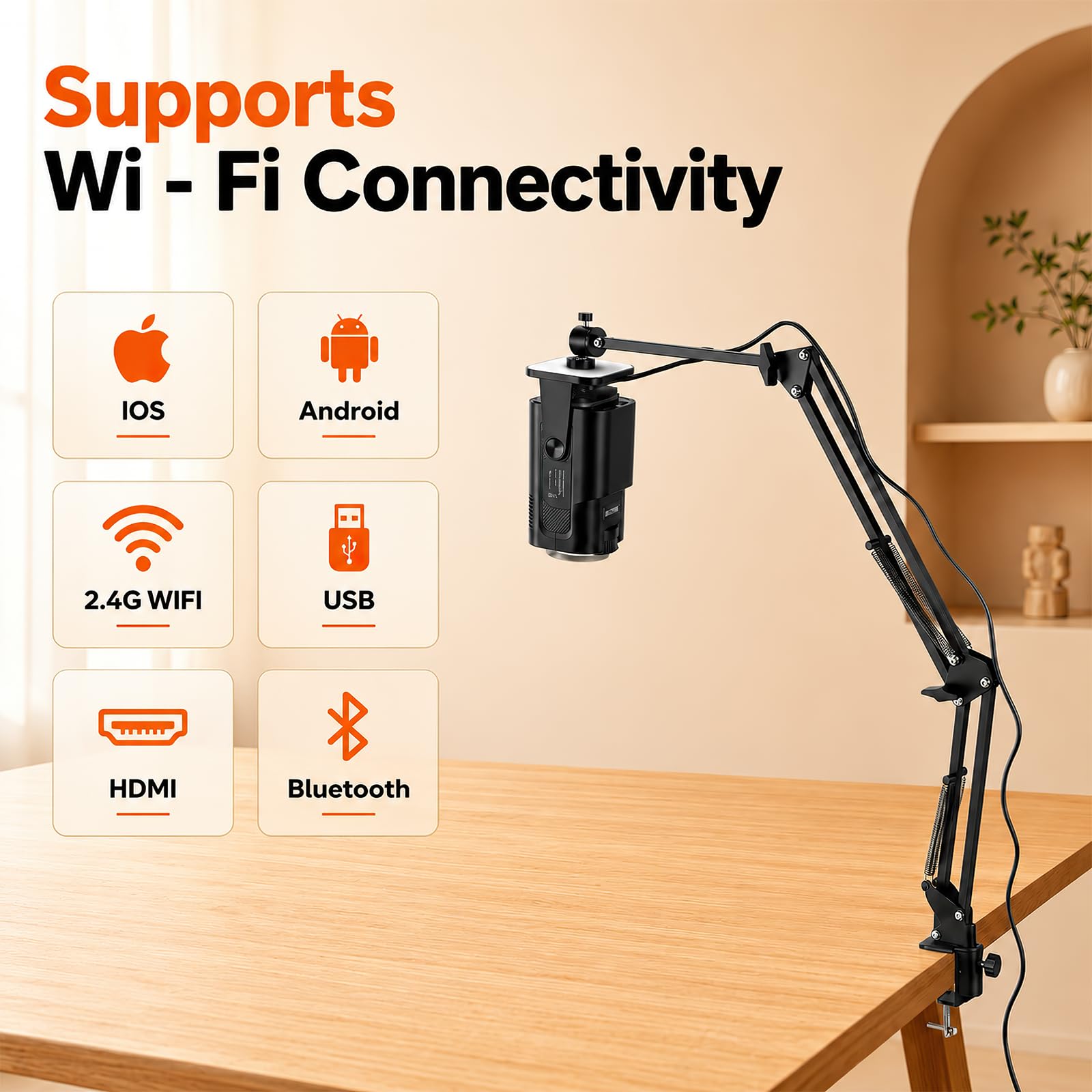 Zeichenprojektor 720P HD mit Fernbedienung, Zeichnen Projektor für Künstler, Tragbarer Skizzenprojektor mit WLAN & Auto Trapezkorrektur, Projektionsfläche einstellbar, für Malerei Kalligraphie