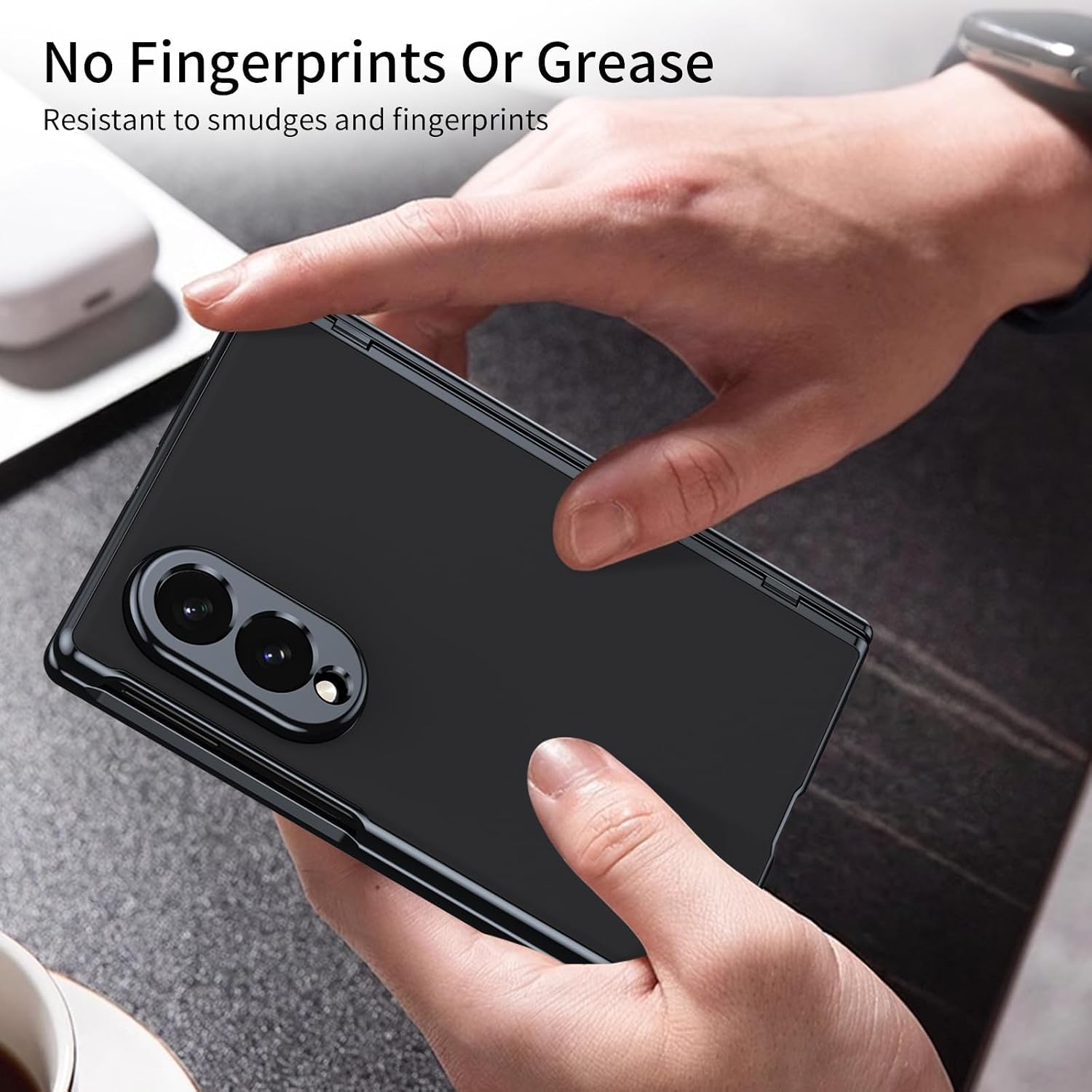 Back Cover for Samsung Galaxy Z Fold 8 Case, Front & Back Frosted Case Cover with Tempered Glass & Hinge Protection (Black, Samsung Galaxy Z Fold 8 Wide) — Amazon image 6