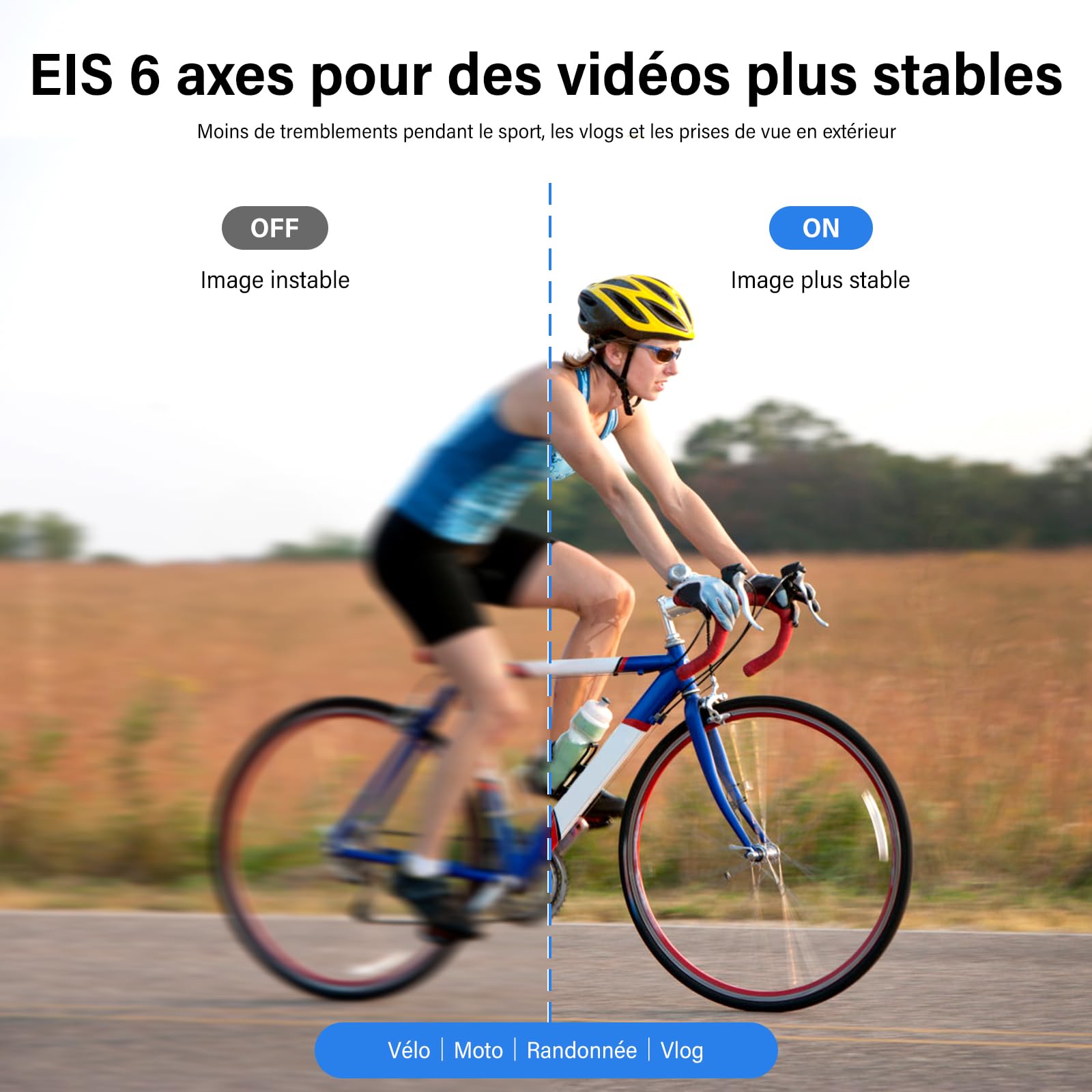 Mini Caméra Sport 4K - Carte Mémoire 64Go Action Cam | Stabilisation EIS 6 Axes, HDR, Grand Angle 145°, WiFi APP, Mini Camera Magnétique pour Camera Moto, Vlog, Casque Moto, Vélo