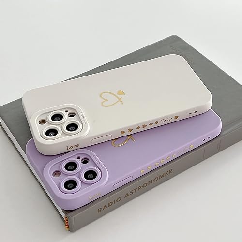 Miniatura 10 de Qokey Funda para iPhone 11 Pro Max de 6.5 pulgadas (2019), lindo corazón de amor chapado en lateral y parte trasera con lente anticaída, protección