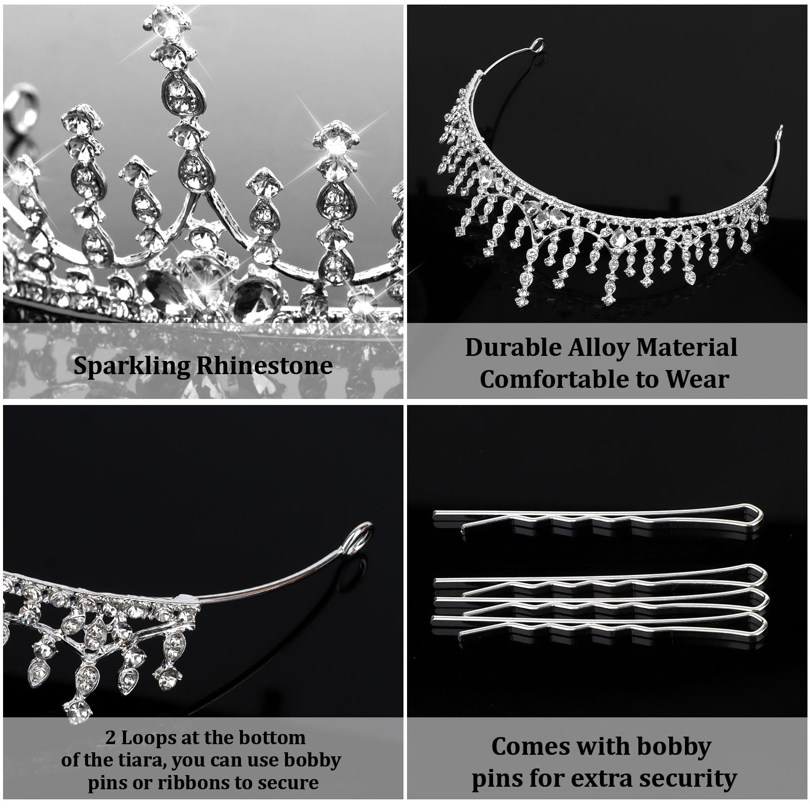Silver Crown Tiaras for Women Queen Quinceanera Crown Princess Tiara Headband Bridal Tiara Rhinestone Hair Accessories for Wedding Homecoming Prom Birthday Pageant Party Halloween for Women Girls