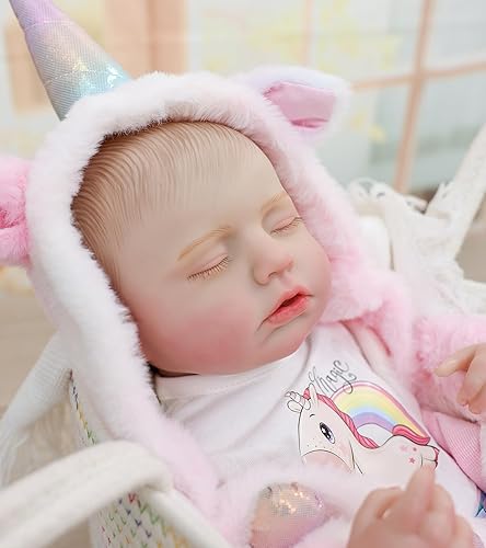 Miniatura 6 de Muñecas Reborn Baby  Muñecas de bebé reales de 20 pulgadas que se ven reales, muñeca niña de vinilo de cuerpo completo en traje de cuerno de
