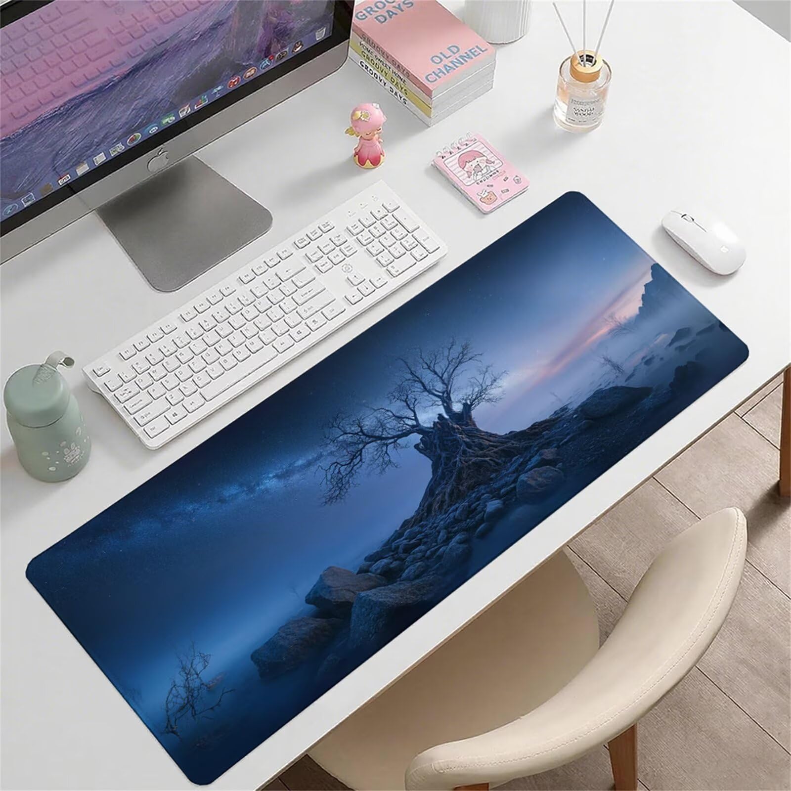 Czarna podkładka pod mysz XXL 1200 x 600 x 3 mm uchwyt na biurko akcesoria antypoślizgowa gumowa podstawa i zszyte krawędzie podkładka pod mysz dla graczy do dekoracji biura dekoracyjnego, prezenty