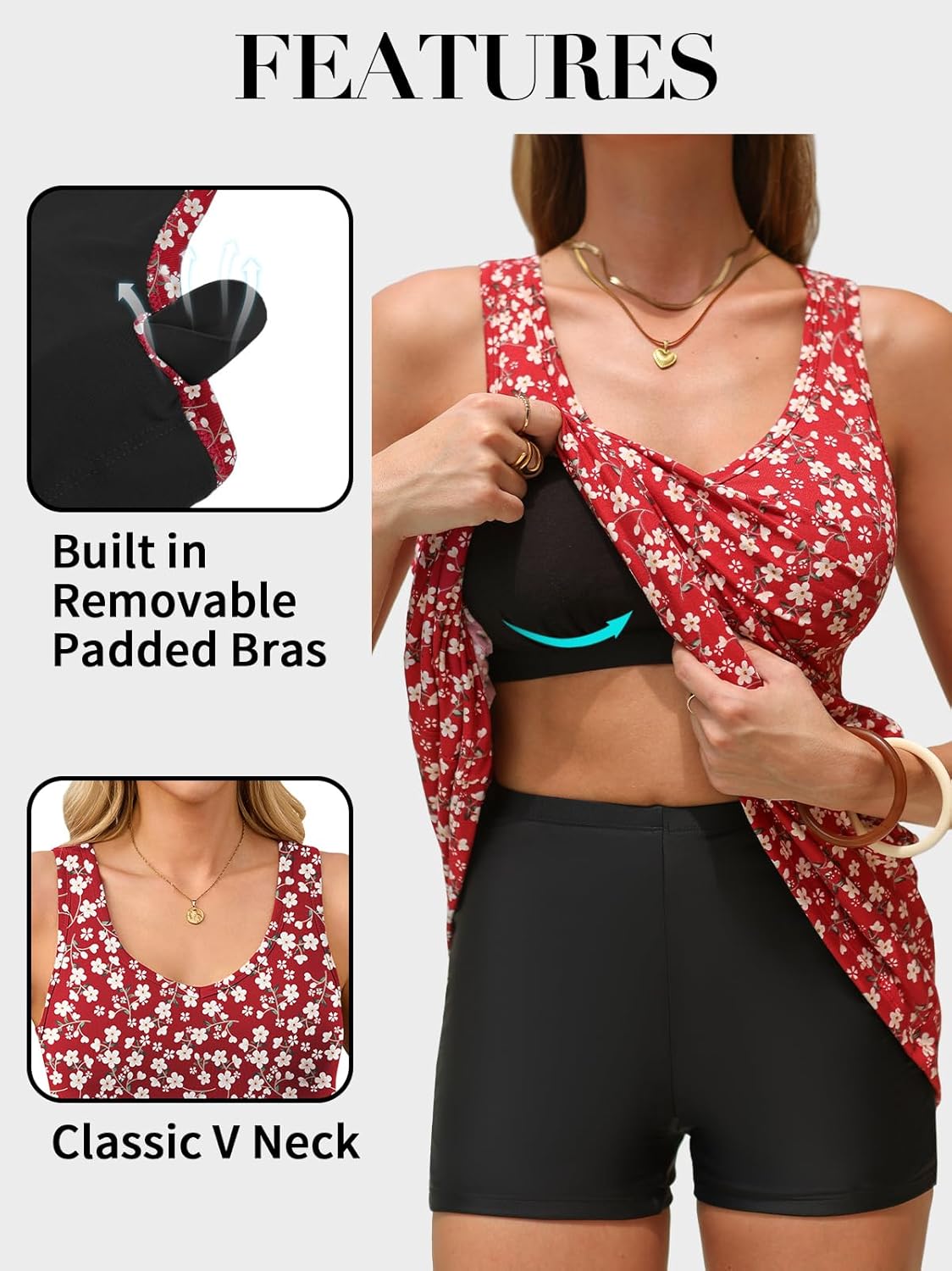 V FOR CITY Built in Bra Dress with Pockets for Women 2026 Summer Dresses Casual Cotton V Neck Sundress