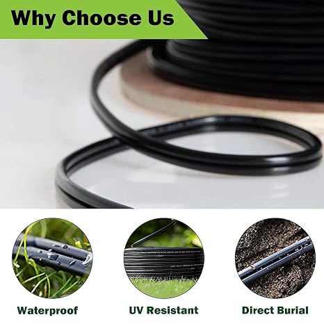16/2 Low Voltage Landscape Wire, 16 Gauge Wire 2 Conductor 65.6FT/20M, Outdoor Direct Burial Electrical Wire