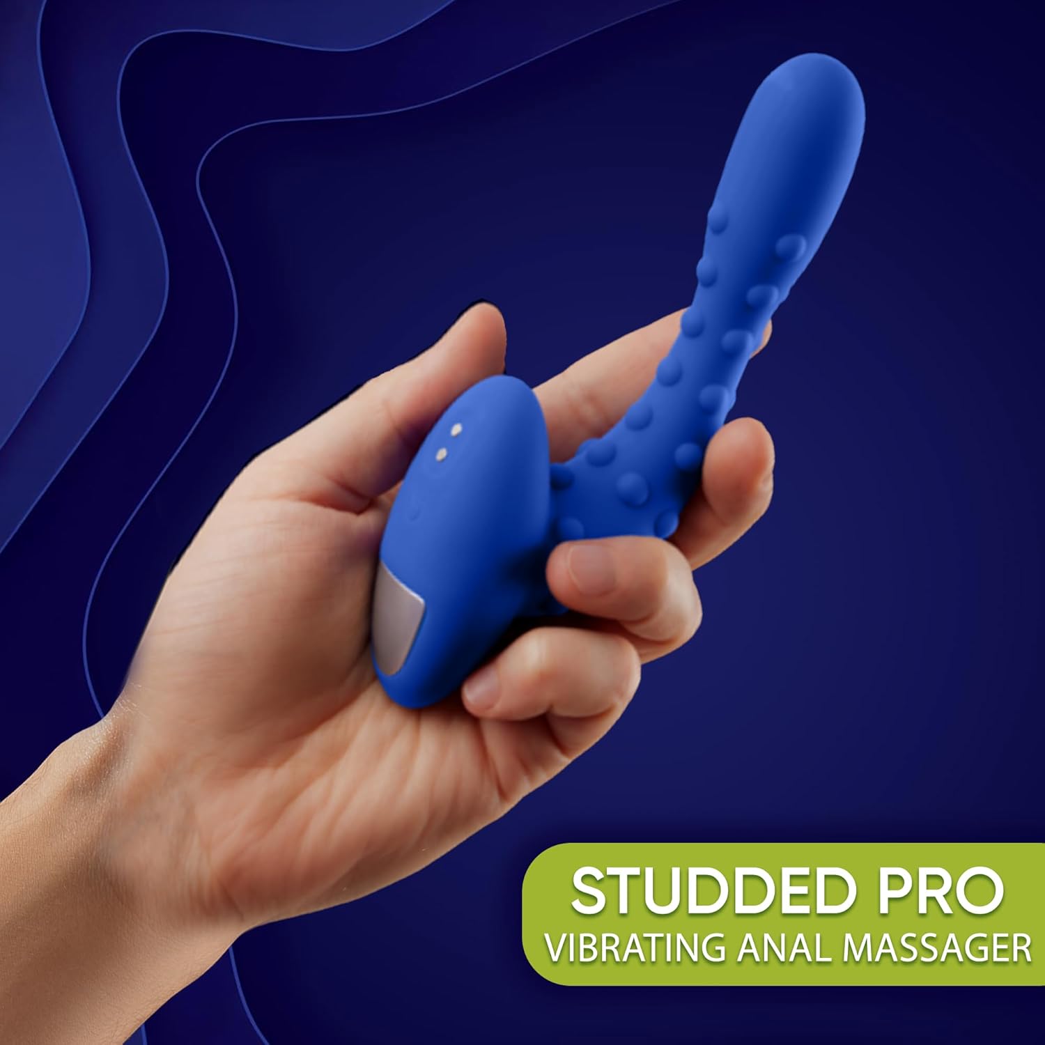 Forto Studded Pro Male Anal Vibrator & Prostate Massager - P Spot Vibrator with 10 Vibration Modes & Magnetic USB Charging - 100% Waterproof Male Sex Toys (Blue)