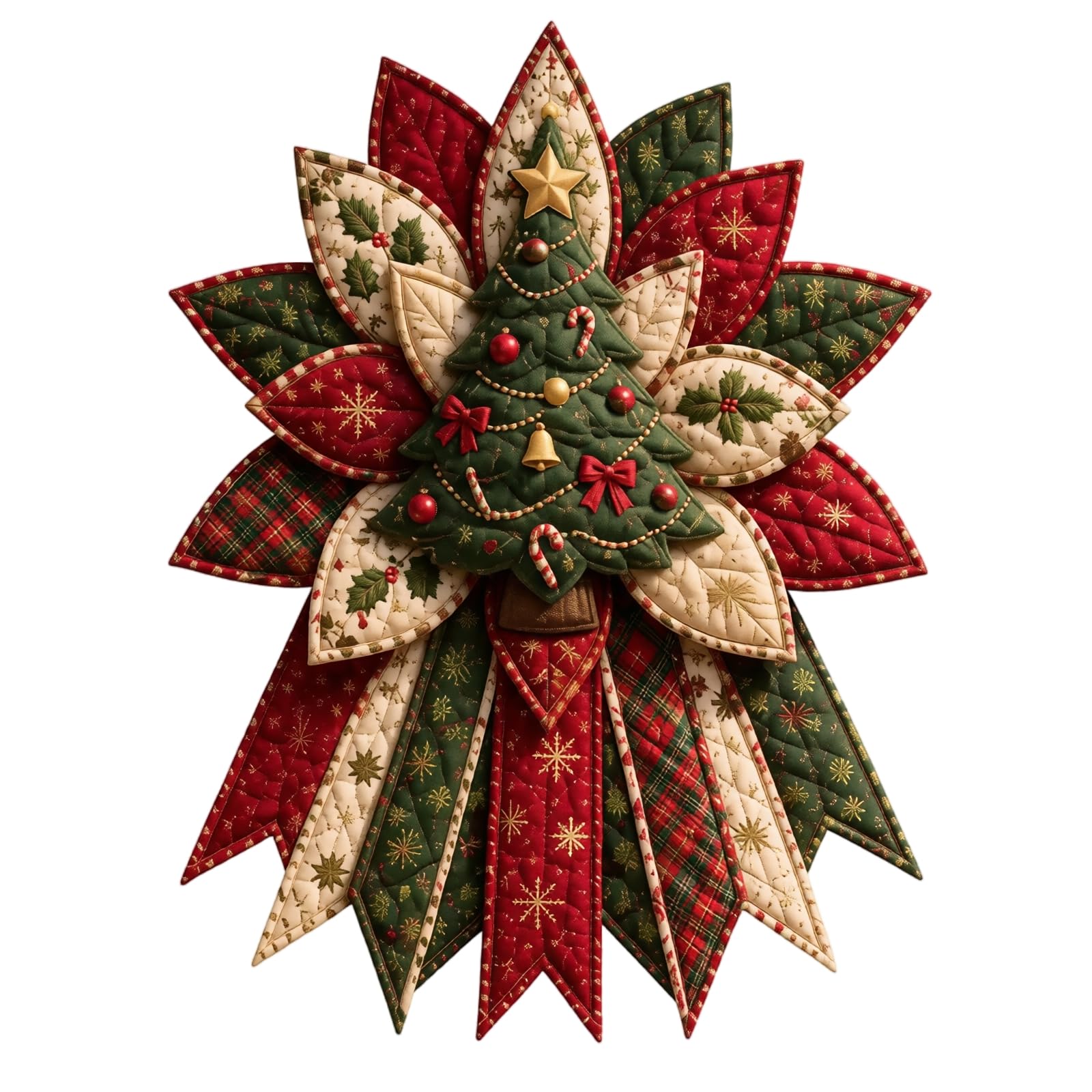 Xmas Patchwork Sewing Kit DIY Holiday Bow Wreath Craft Set，D