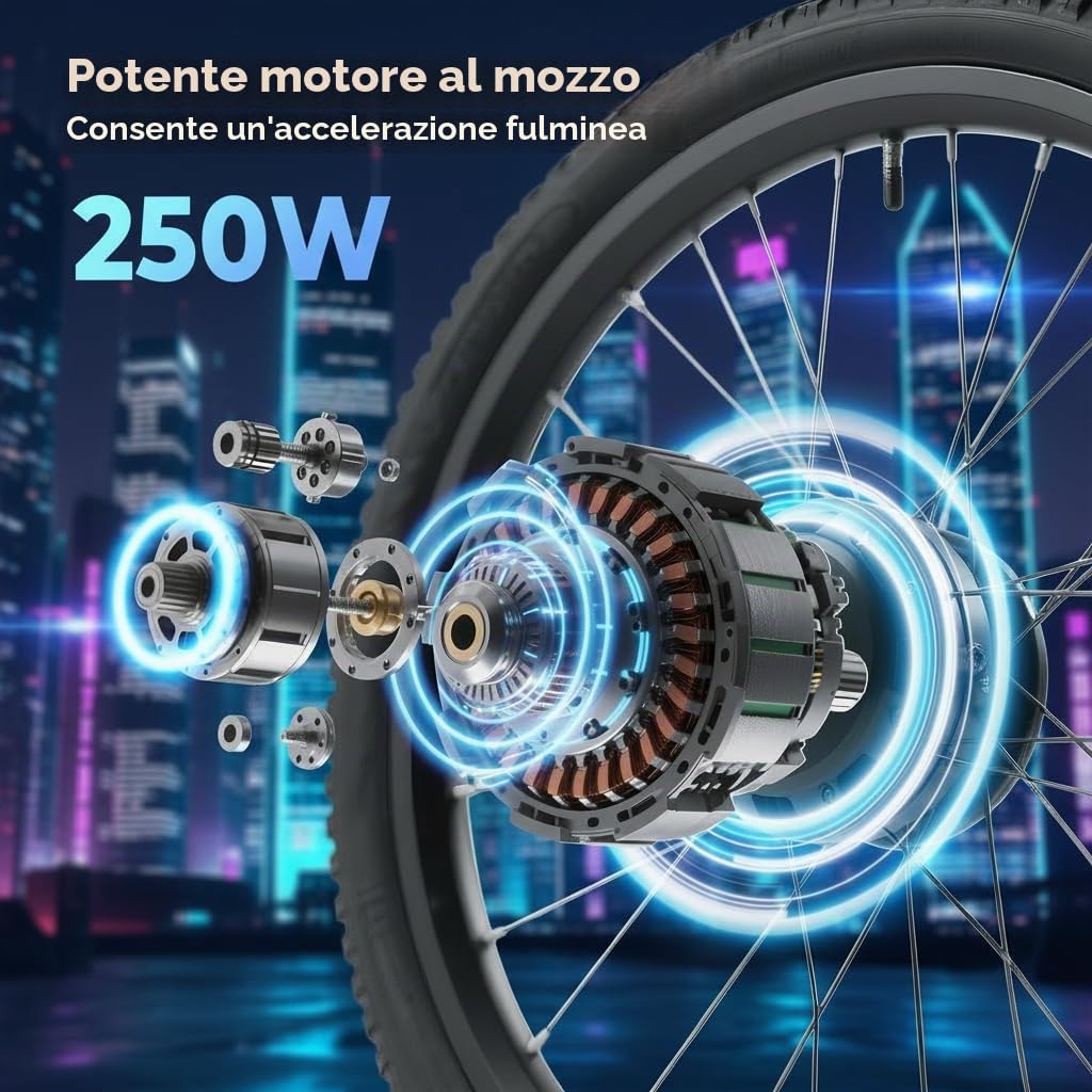 Eleglide Bicicletta elettrica pieghevole da 20", per adulti, 250 W, con batteria da 36 V, 7,8 Ah, portata 25 km/h, display a LED, freno a V, con portapacchi e luce