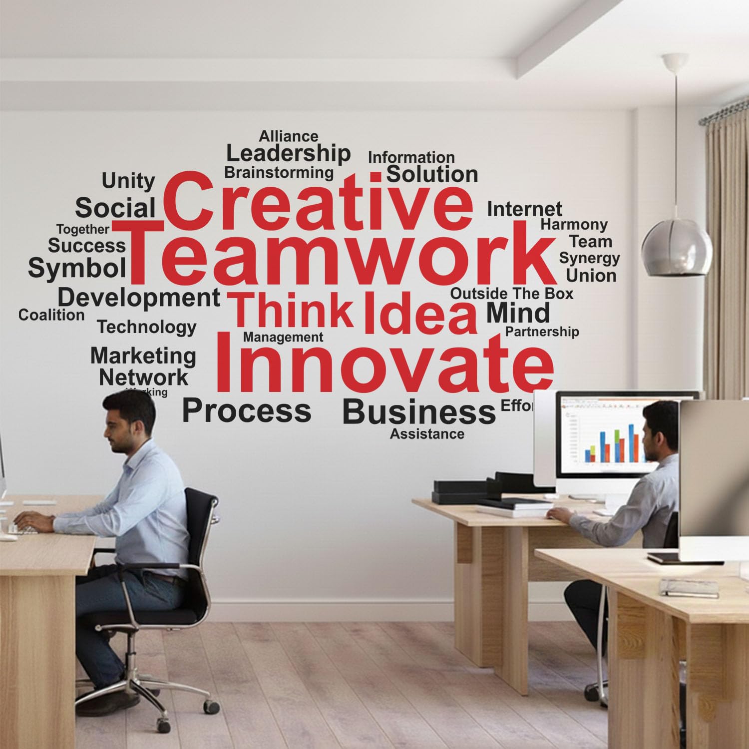 StickMe 'Team Work - Office - Teamwork - Team Spirit - Team Building Motivation - Inspiration Wall Sticker' (Multi Colour, Vinyl)