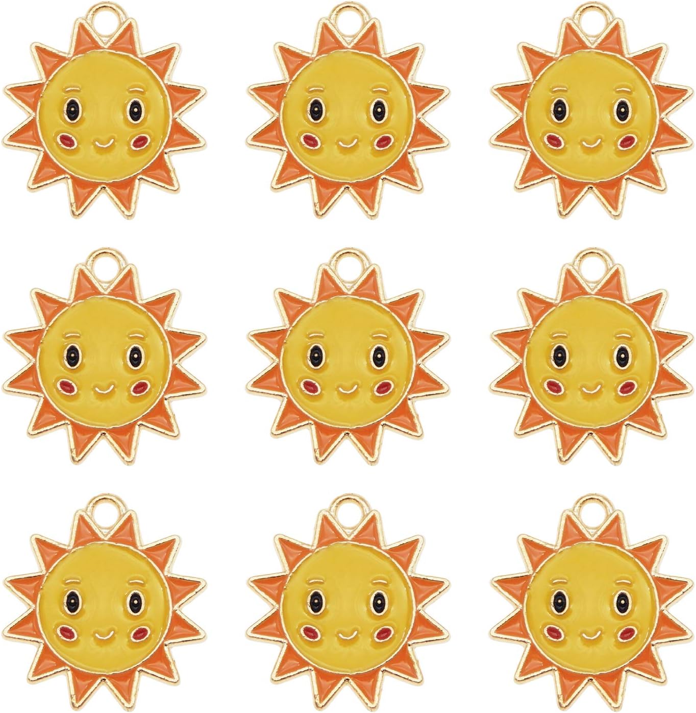 JJGQAZ 30 Pcs Enamel Smile Sun Charms Bracelet Pendant Charms for Jewelry Making, Zinc, No Gemstone