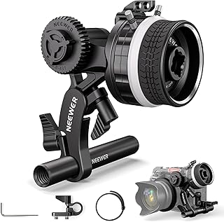 NEEWER Mini Follow Focus with A/B Stops, Lens Gear Ring, 15mm Rod & Rod Clamp for Cinema Camera, DSLR/Mirrorless Camera, Compatible with Lens Diameter Up to 114mm, PG003 (Black)