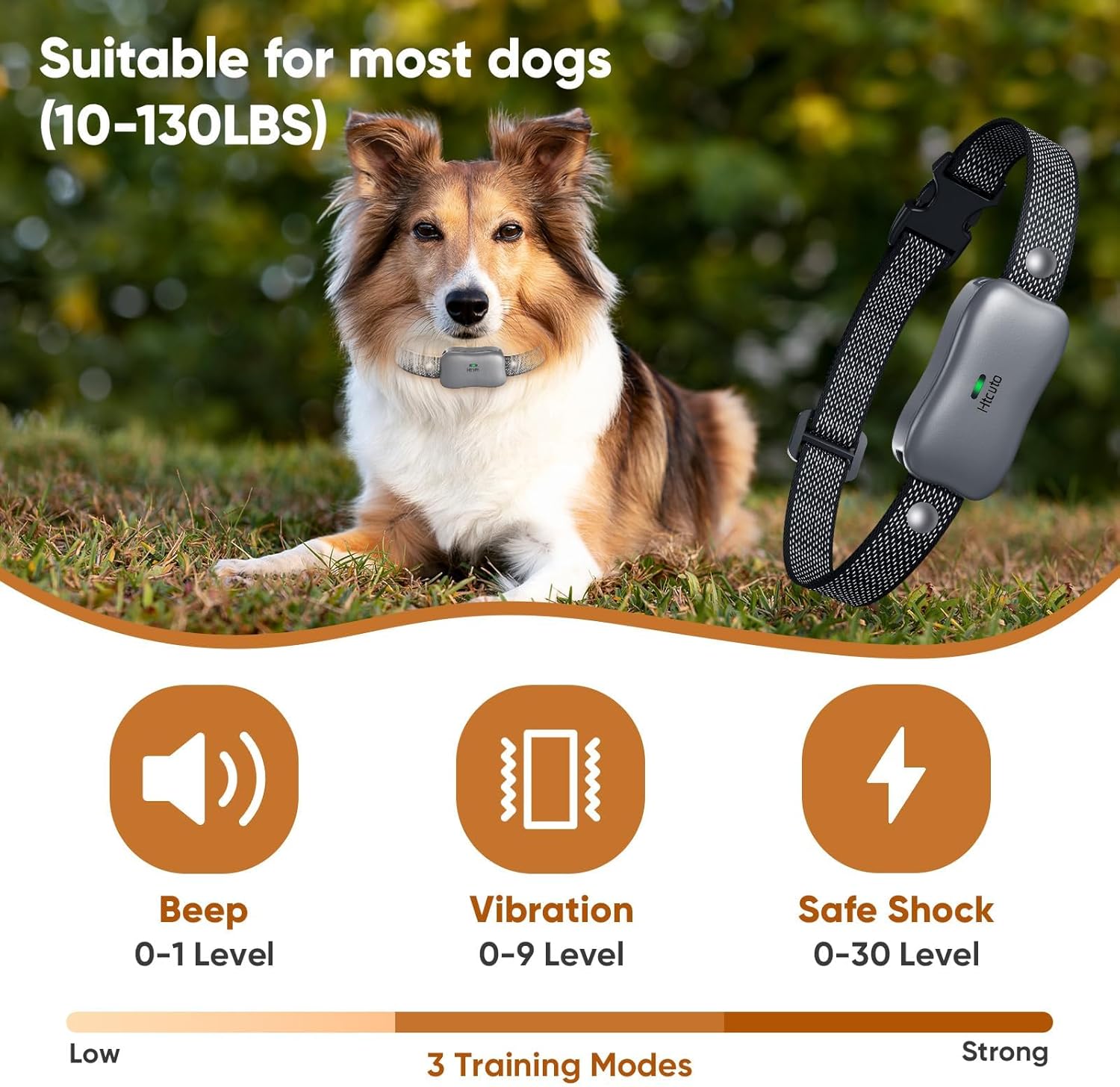 Htcuto X3 Wireless Dog Fence Training Collar 2-in-1 (3500ft Fence) for Large/Medium/Small Dogs with 3 Training Modes,Rechargeable IPX7 Waterproo (Grey,only 1 Collar)