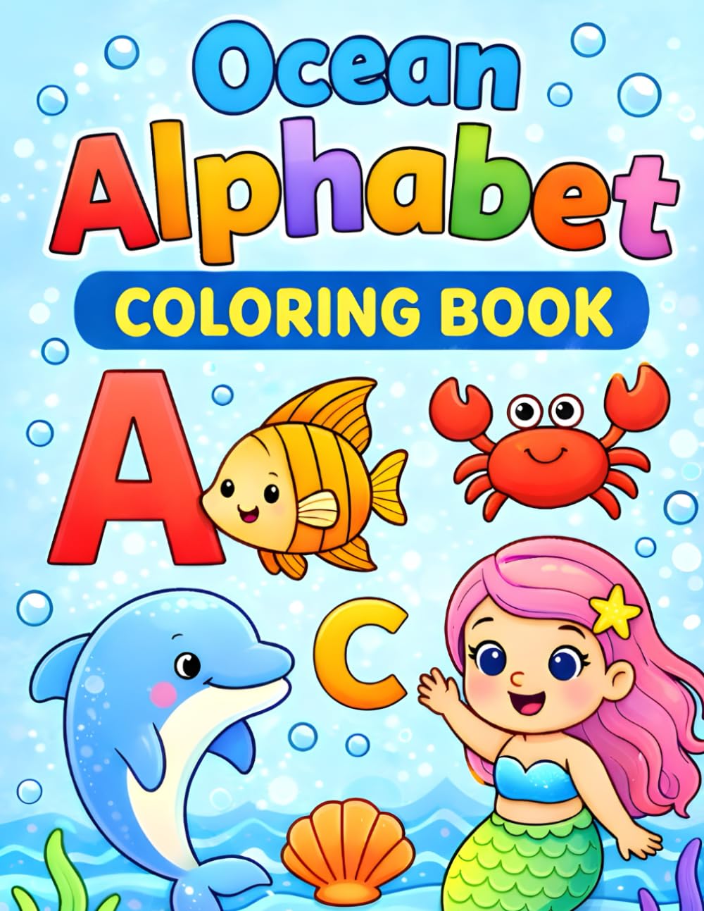 A to Z Ocean Alphabet Coloring Book: Easy A–Z Sea Animals with Big Bold Letters for Kids Ages 2–4
