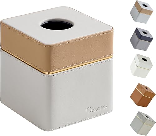 Funda cuadrada para caja de pañuelos, moderna, de piel sintética, decorativa, para cubo de pañuelos, color crema albaricoque