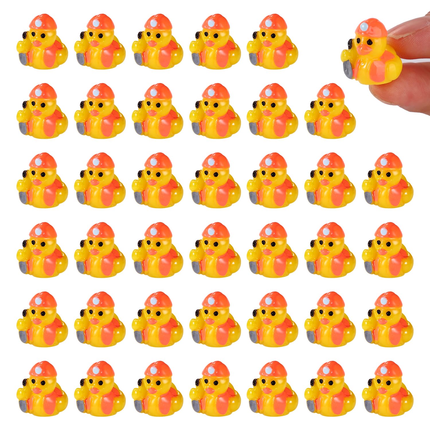 Lyreh Lot De 40 Mini Canards En Résine Pour Ouvrier De La Construction, Petites Figurines Décoratives De Petits Animaux à Cacher Pour Bricolage, Jardin, Paysages Miniatures, Décoration De Fête (jaune