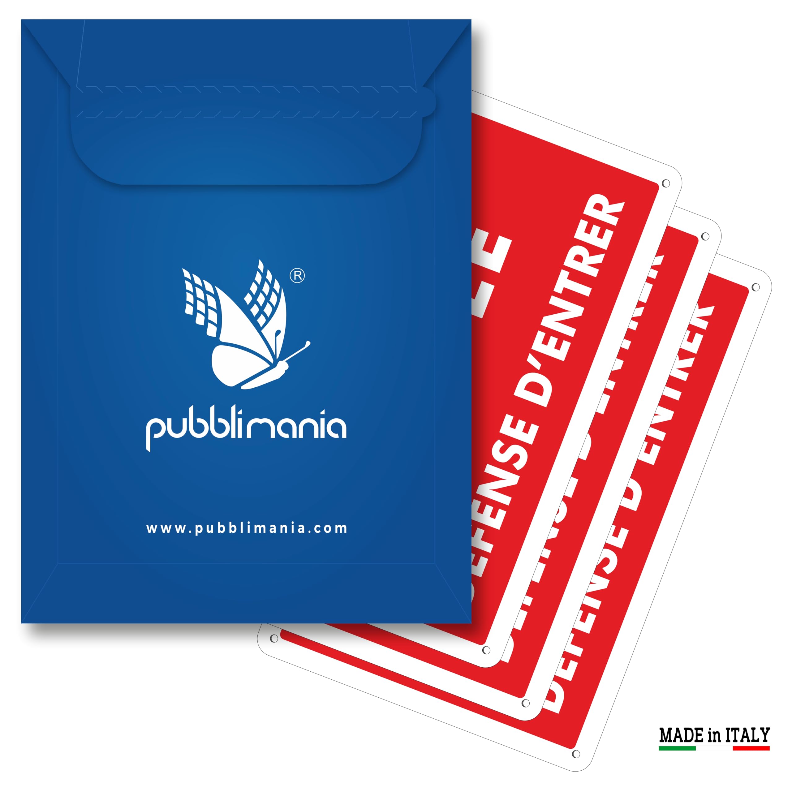 Pubblimania 3 PROPRIETE PRIVE - DEFENSE D'ENTRER panneau plaque en métal aluminium, épaisseur 3 mm avec 4 trous (Lot de 3 Cm 30x20)