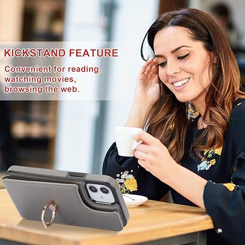 Miniatura 6 de Folosu Funda compatible con iPhone 1212 Pro con soporte para tarjetas, rotación de 360, soporte de anillo de dedo con función atril, protección