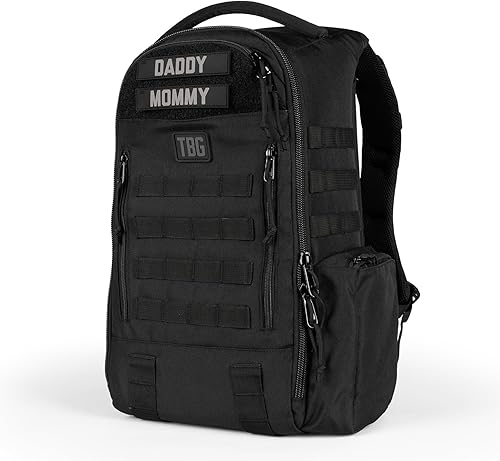 Tactical Baby Gear Daypack - Mochila táctica para pañales para papás, compatible con MOLLE, cambiador integrado, correas para cochecito (negro 4.