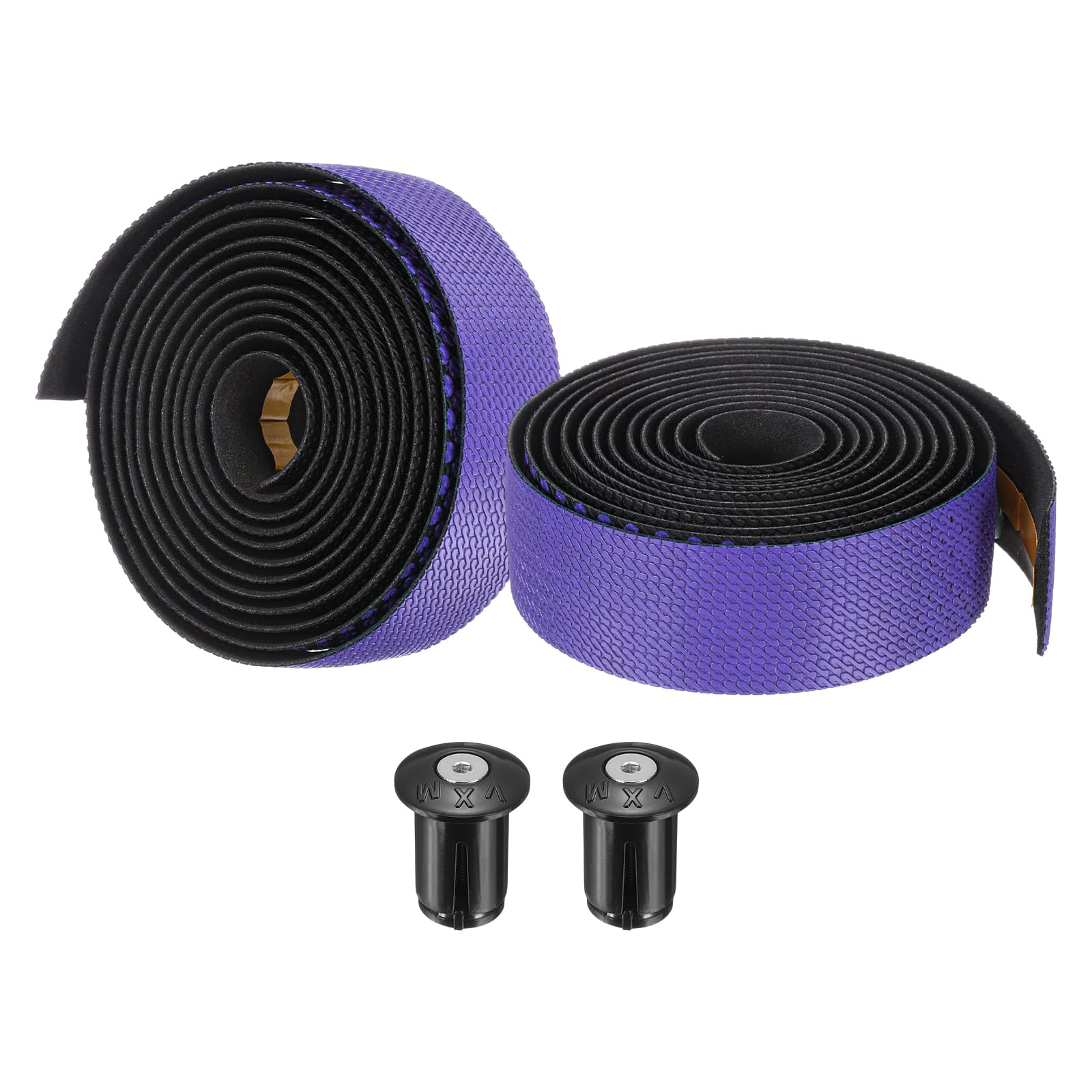 PATIKIL PU EVA Bike Handlebar Tape, 1 Pair Soft Bicycle Bar Tape One Size with End Plugs & Adhesive Backs for Road Cycling Folding, Purple