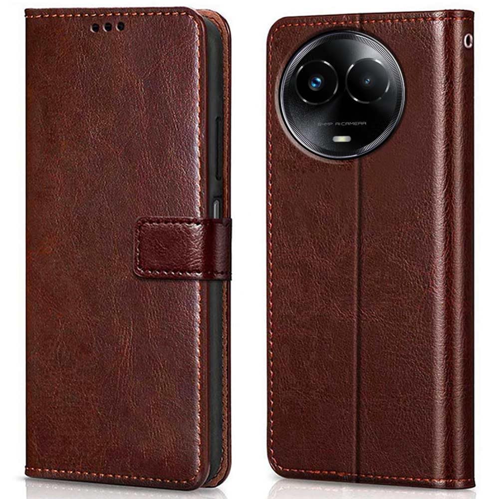 WOW IMAGINE Shock Proof Flip Cover Back Case Cover for Realme Narzo 60X 5G | Realme 11 5G | Realme 11X 5G | Realme C67 5G (Flexible | Leather Finish | Card Pockets Wallet & Stand | Brown) (B0CHB1CKTK) Amazon Price History, Amazon Price Tracker