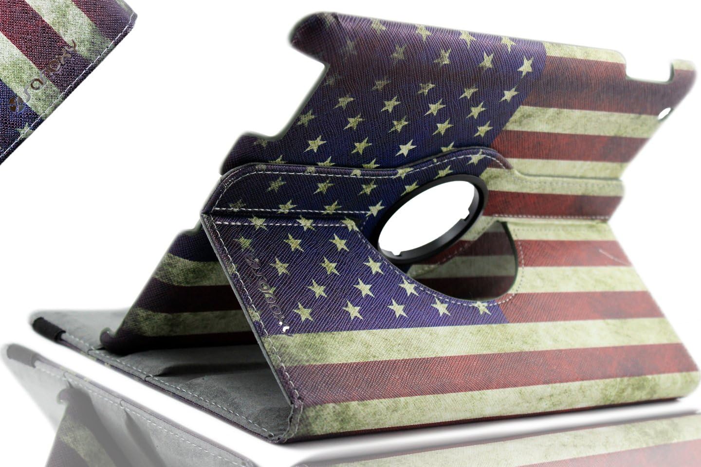 Sanoxy 360 Degrees Rotating Stand PU Leather Case for iPad 2/3/4, iPad 2nd Generation, Retro USA Flag (SANOXY_360IPA-USAFLAG)