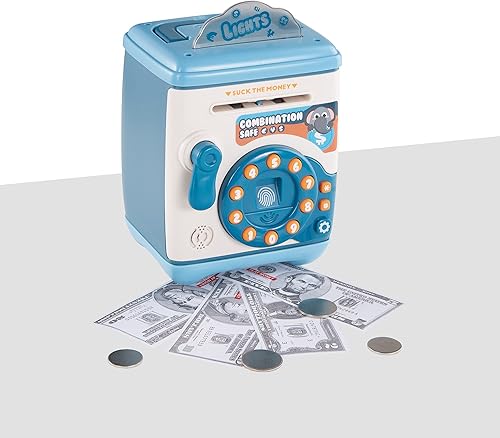 Miniatura 6 de Alcancía electrónica caja de contraseña de dinero en efectivo para cajero automático - El mejor regalo para niñasniñosniños azul