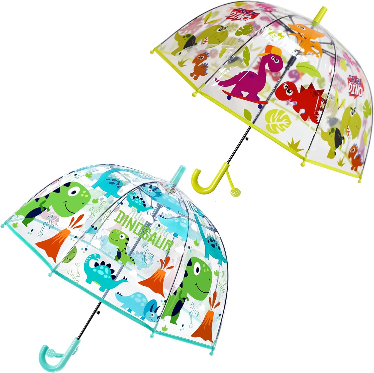 RONIARE 2 Pack Kids Clear Umbrellas for Rain Dome Bubble Umbrella Windproof for Toddler Boys Girls