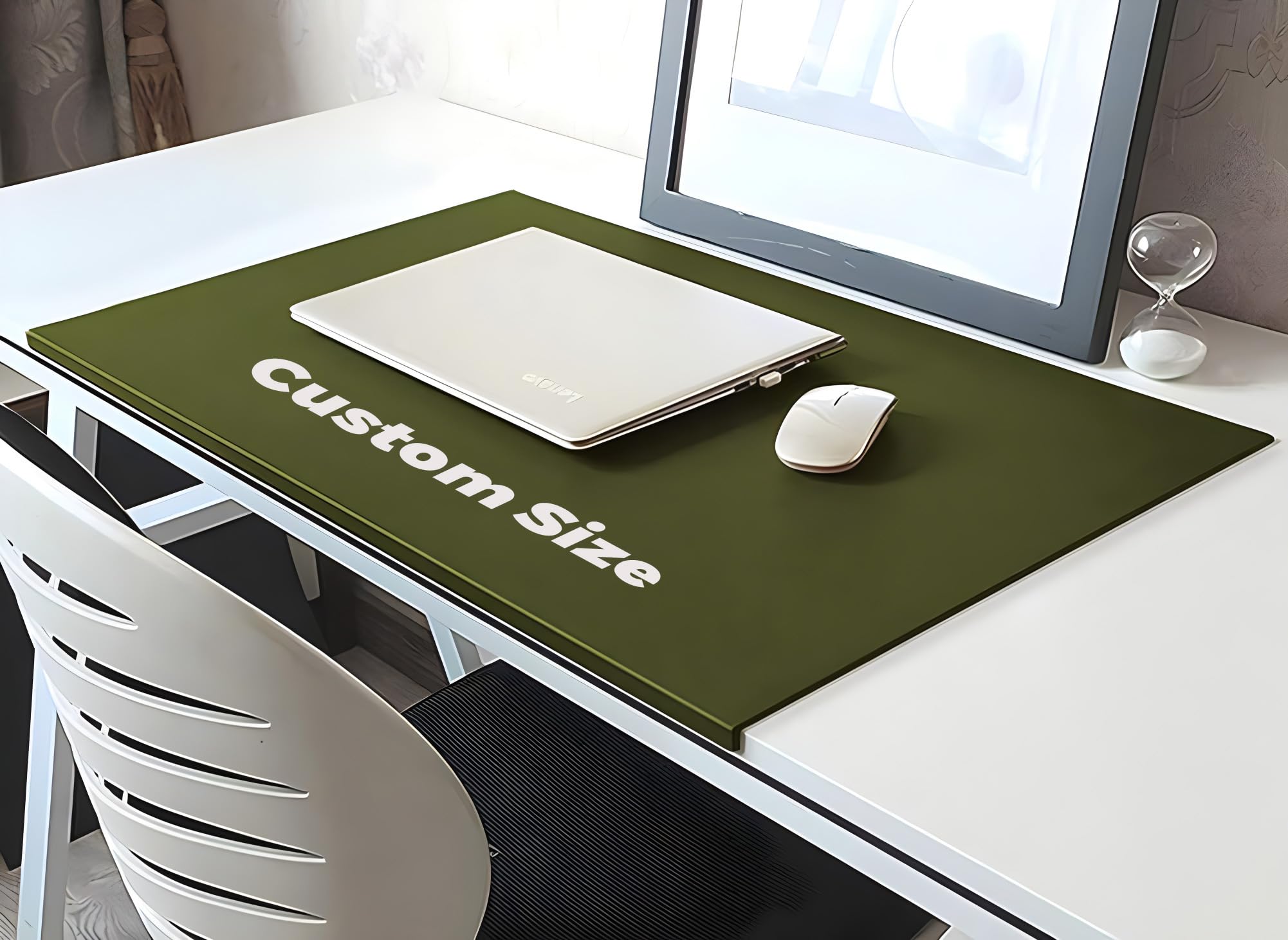 Mouse Pad Desk Mat with Edge Protector, PU Leather Office Home Desk Pad with Fixation Lip, Smooth Gaming Mouse Mat Non Slip Writing Pad