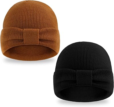 Baby Winter Hat Toddler Warm Beanie Baby Girls Boys Snow Hats with Bow Kids Soft Knit Hat for Infant
