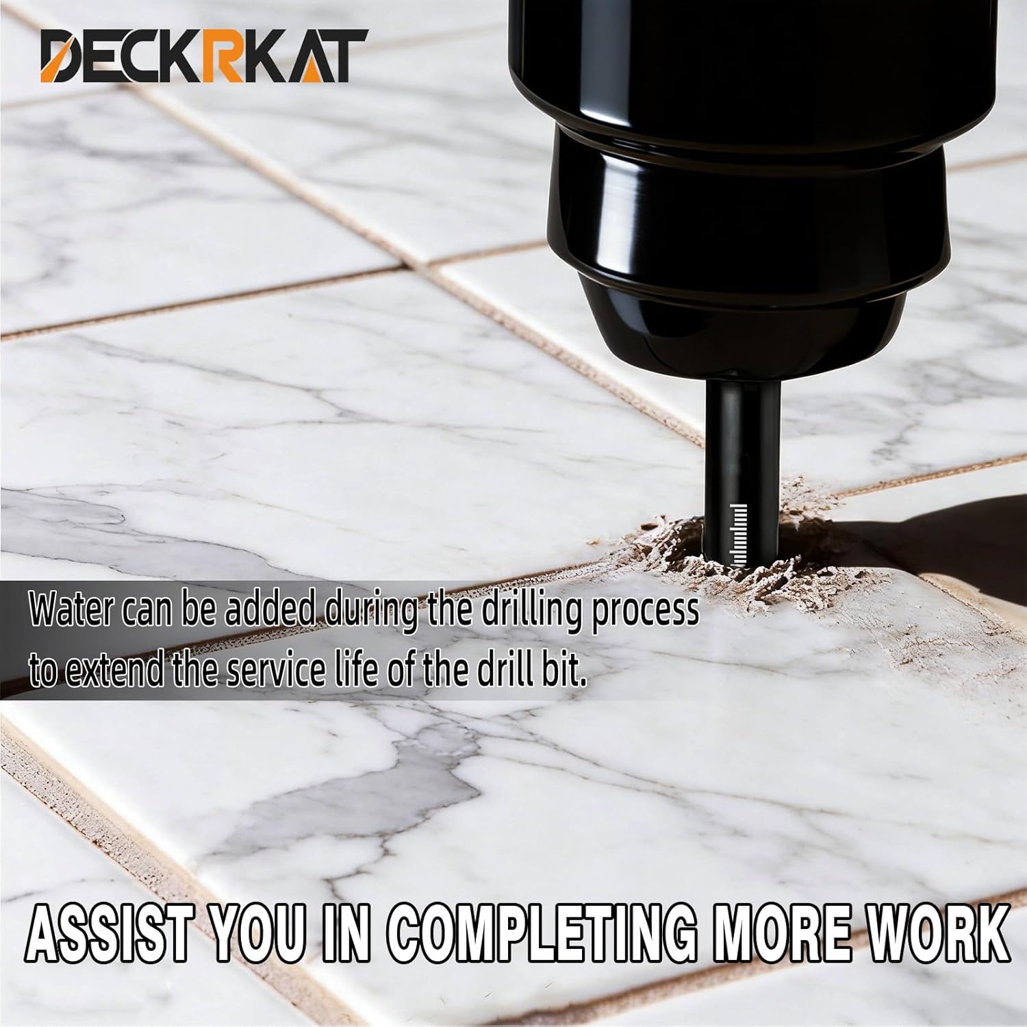 DECKRKAT 10-Piece Dry Diamond Drill Bits & TileDrill Bits - 3/16"(x2), 1/4"(x3), 5/16", 3/8", 1/2" + 1/4"(x2) Masonry Bit for Tile,Ceramic, Porcelain,Marble,Granite.