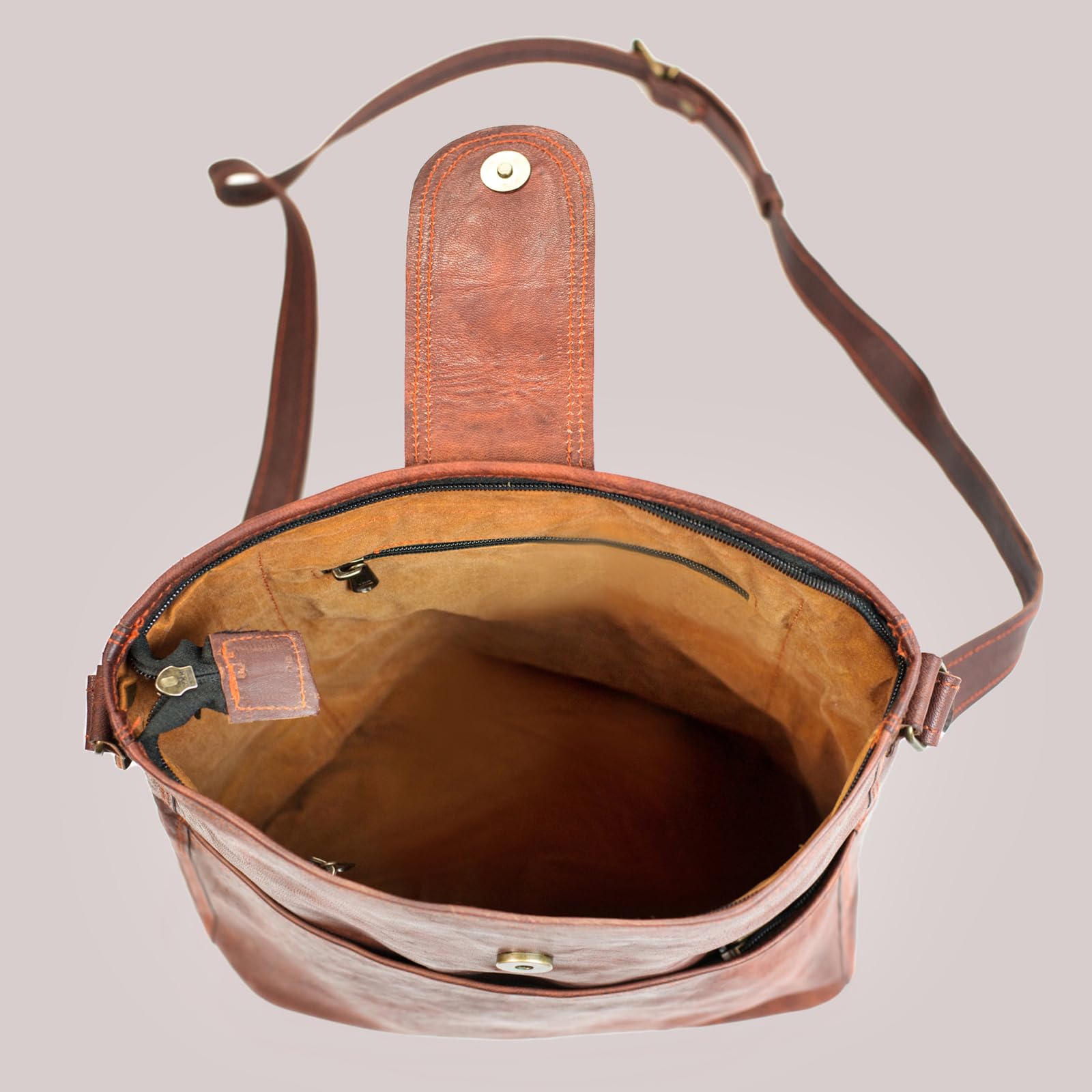 LEABAGS Nicola bolso de mujer de cuero genuino en look vintage I bolso de hombro I bolso de cuero I bolso bandolera