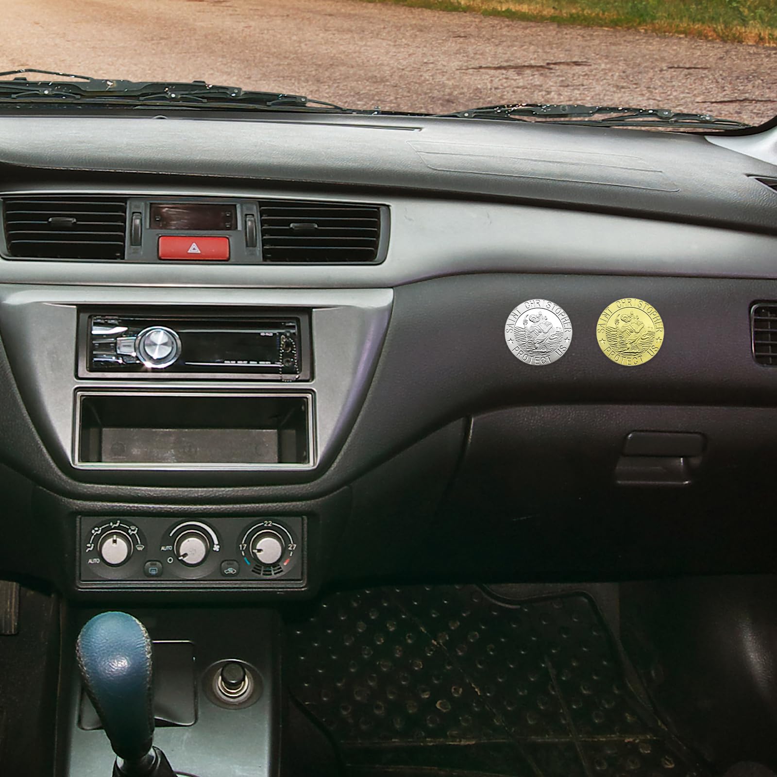 St. Christophorus Autoplakette Aufkleber in edler Geschenkbox Heiliger Schutzpatron für Autofahrer & Reisende Geschenk Glücksbringer Christlicher Begleiter