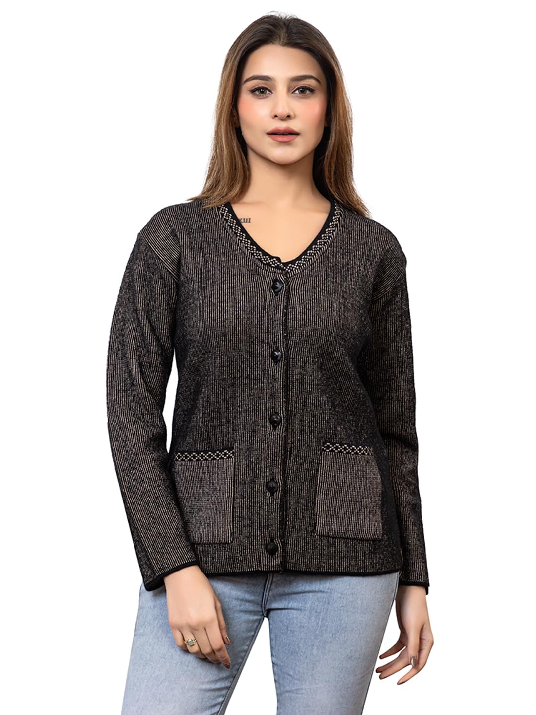 twenty me Winter Wear Casual Wear Acrylic Nylon Button Closure Soft & Warm Full Sleeve Women's Cardigans (2892)-picture-12