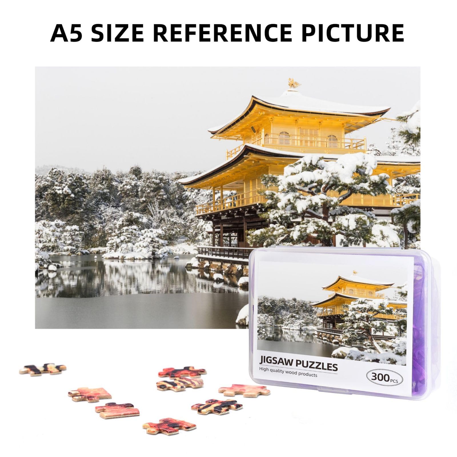 Amazon.co.jp: ジグソーパズル 金閣寺 雪 景色 木製 300ピース アニメ