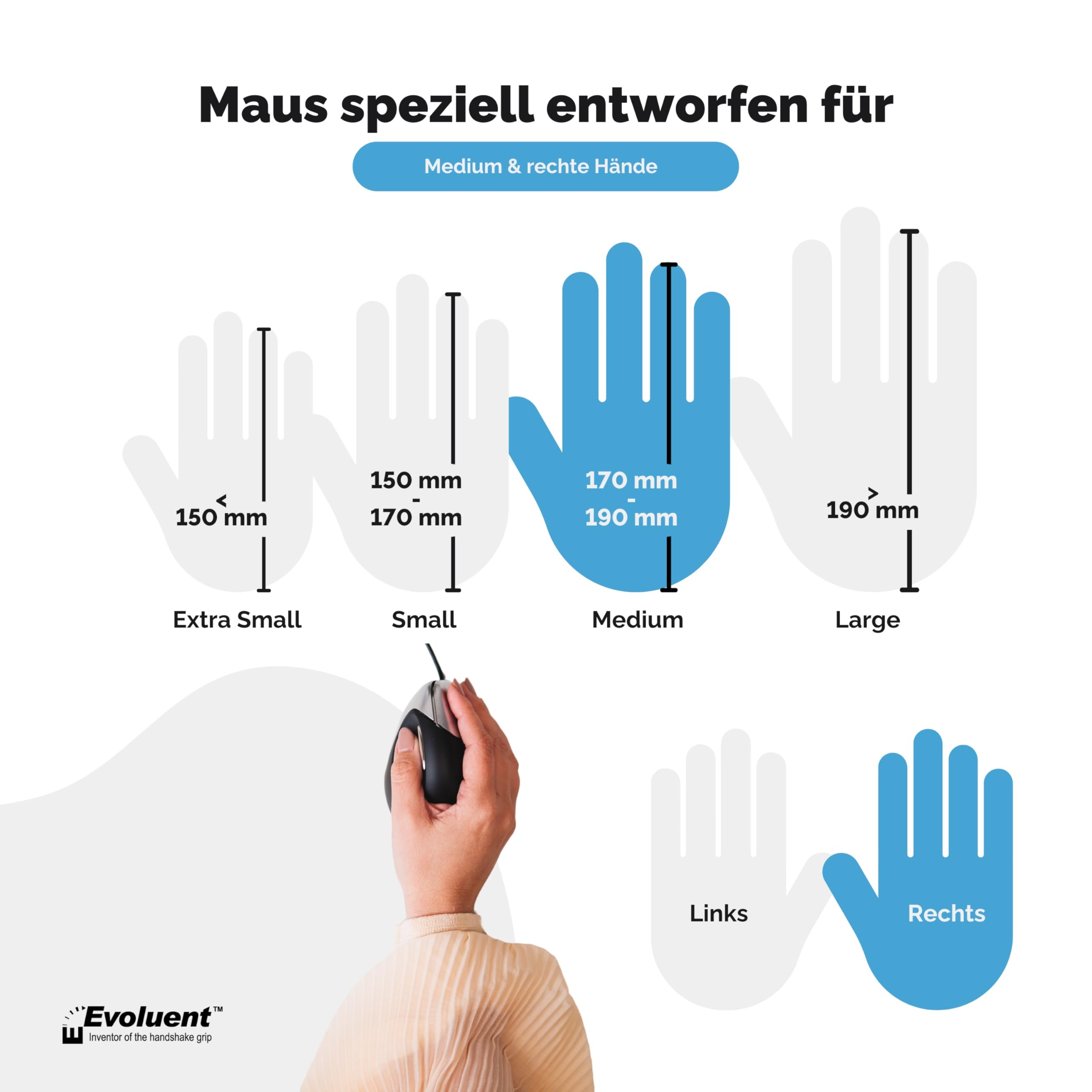 Evoluent VM3R VerticalMouse 3 Maus USB für Rechtshänder