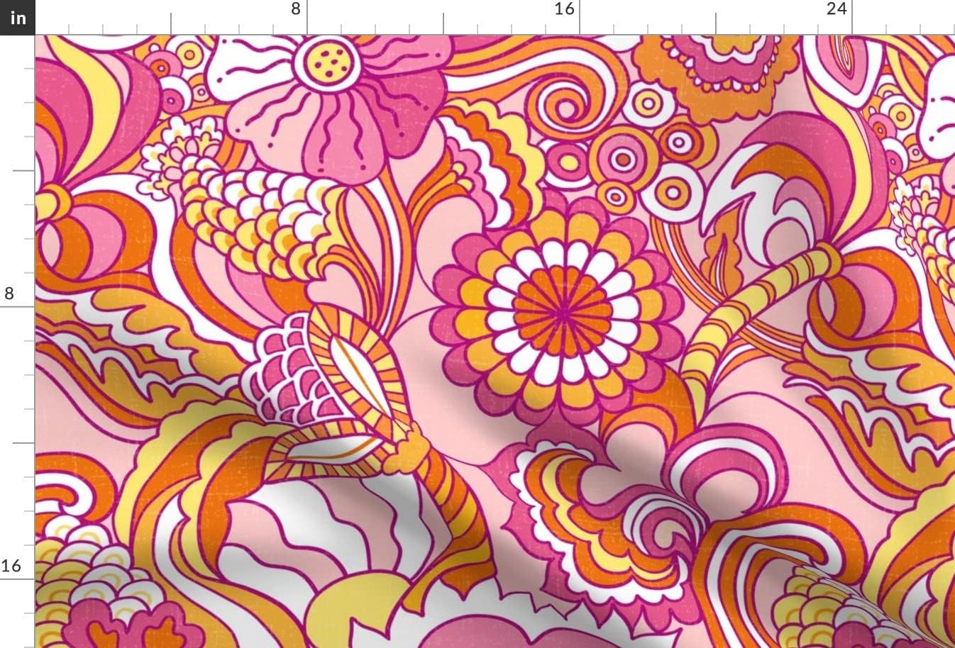 Spoonflower Fabric - Retro Pink Floral Psychedelic Flower Wildflowers Bold Happy Cheerful Printed on Minky Fabric by The Yard - Sewing Baby Blankets Quilt Backing Plush