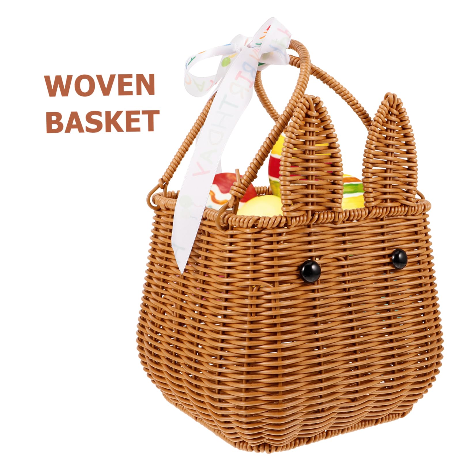 KICHOUSE Wicker Easter Bunny Large Basket Handmade Woven Basket for Boys and Girls