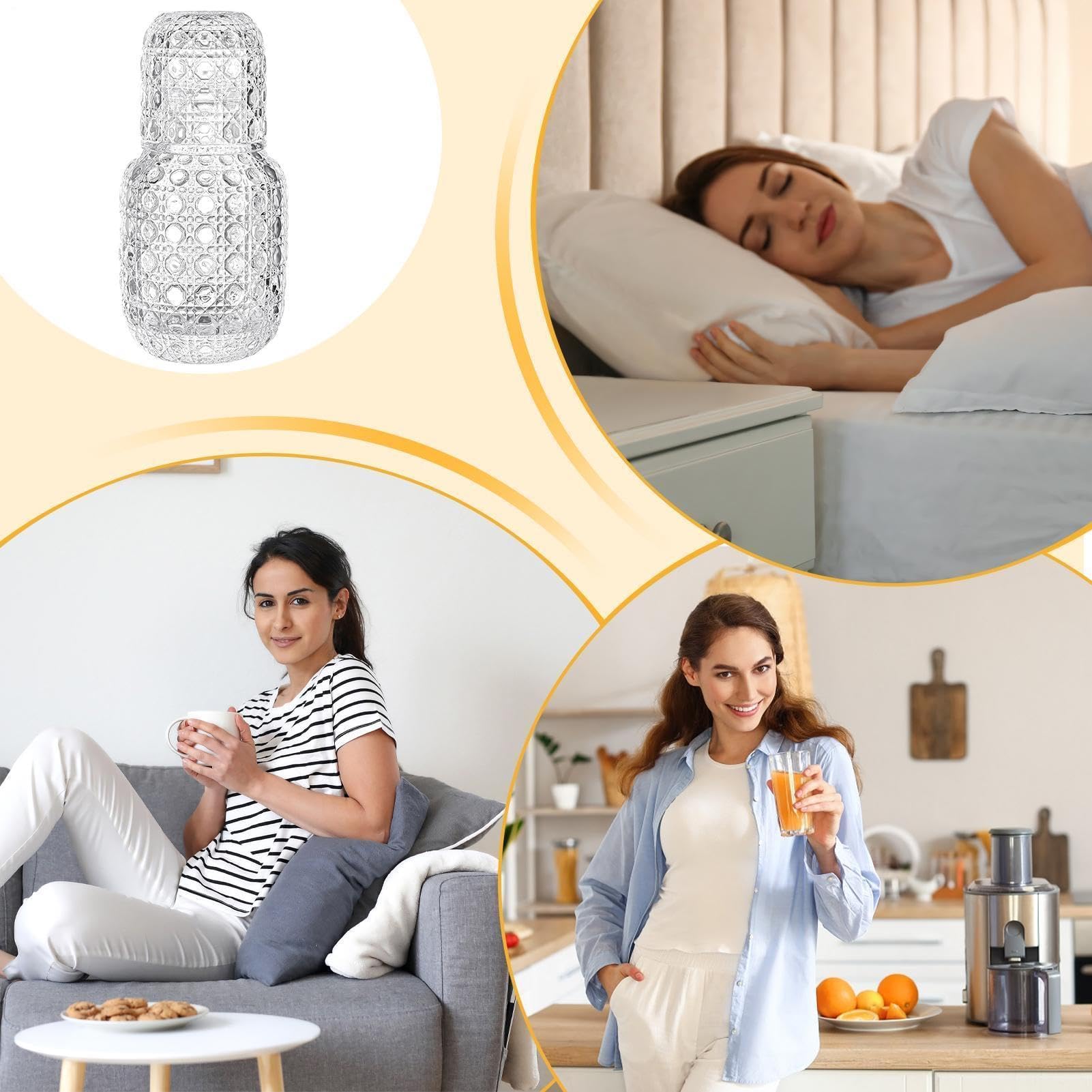 Jarra de noche – Dispensador de enjuague bucal transparente | Jarra de agua para mesita de noche, para líquidos, mesa de vino, baño, hogar, cocina, comedor, fiesta
