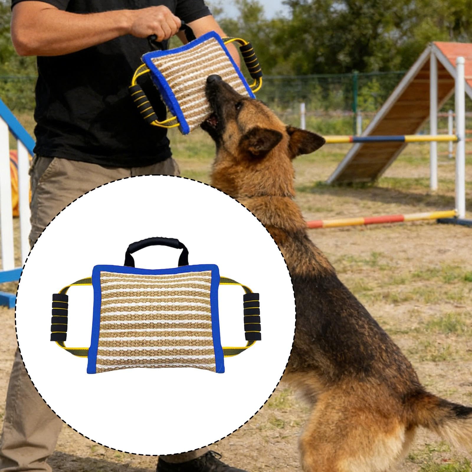 Almohada Mordedora para Perros Hecha en Yute Robusto Equipada con Asa para Fácil Manejo Funciona como Equipo Multifuncional de Entrenamiento