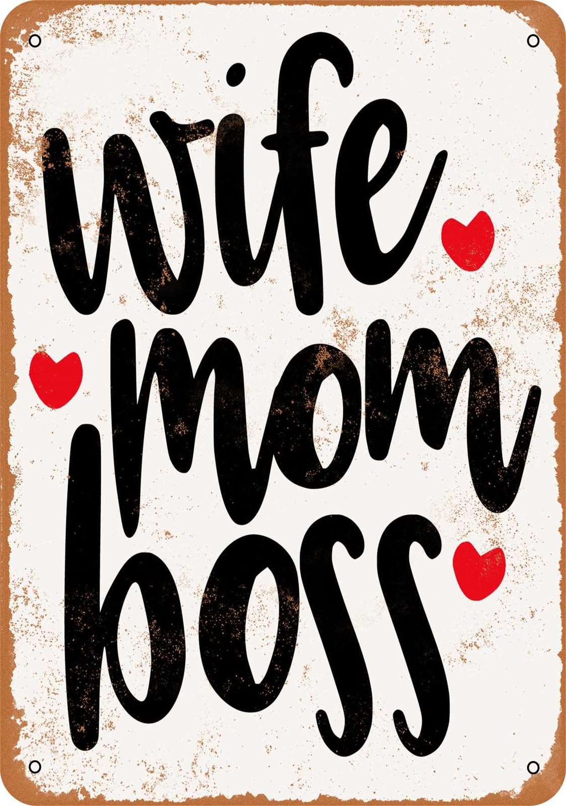 Miaomansenstore Metal Sign - Wife Mom Boss - Vintage Look Home Decor