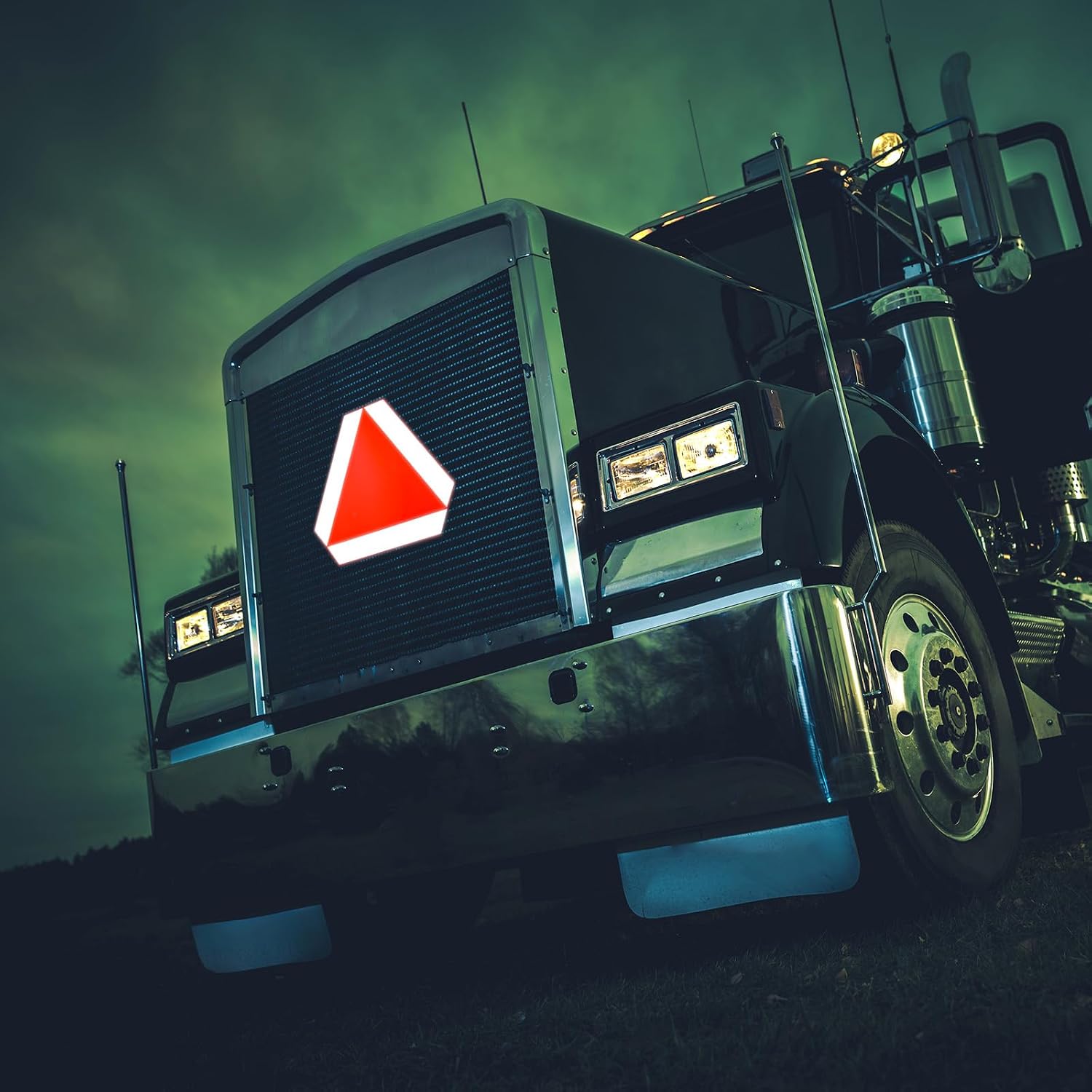 4 Packs Slow Moving Vehicle Sign Aluminum Reflective Safety Triangle Sign, 14"x16" Vehicle Triangle Signs Reflective Engineering Signs for Golf Cart Tractor, UTV