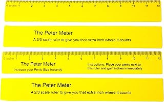 The Peter Meter Gag Enlargement Ruler: Two Pack Contains Both The Gag Edition and Stealth Edition. This Joke Ruler Makes Everything Look 50% Longer Instantly.