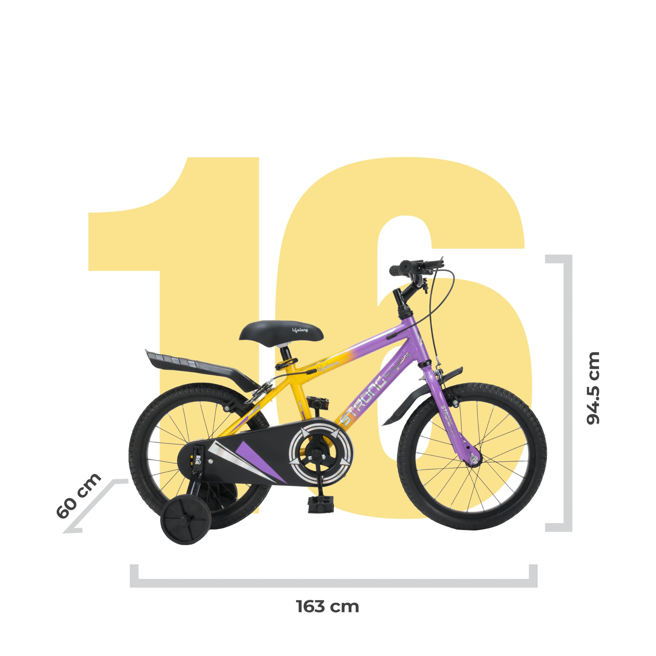Lifelong Strong 12T Single speed kids bicycle - BLK / Lime Yellow
