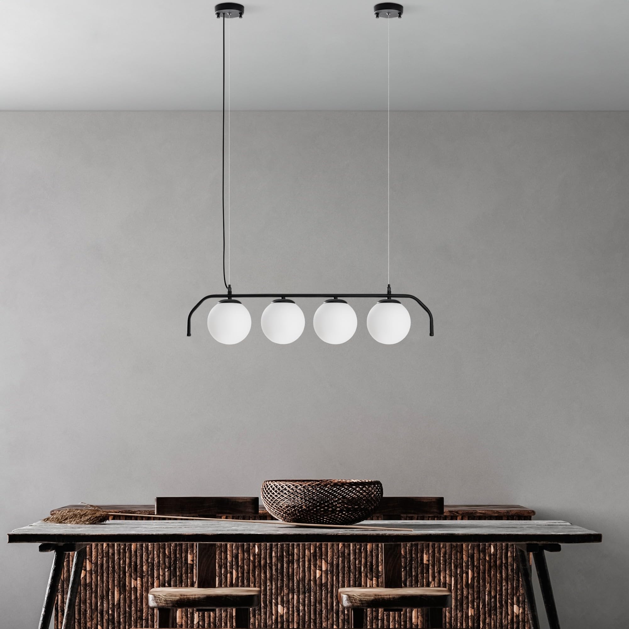 Lustre noir réglable en hauteur 120 cm Opviq pour un éclairage modulable