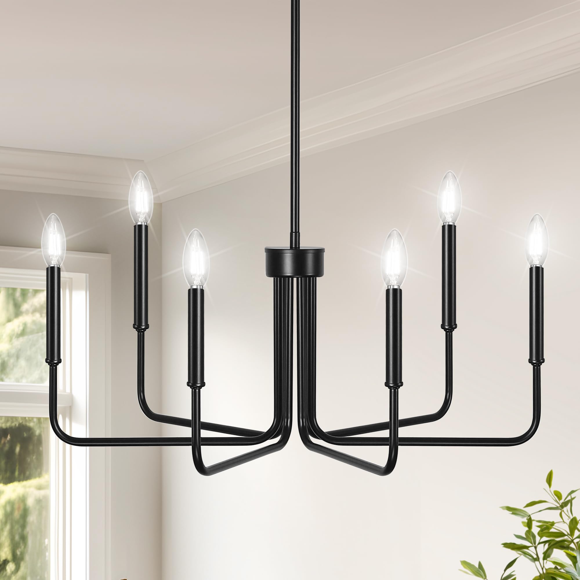 DORESshop Black Chandelier, 6-Light Farmhouse Chandelier for Dining ...