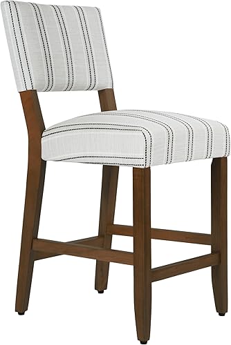 HomePop Taburete de mostrador con respaldo abierto de 24 pulgadas, decoración del hogar, sillas de tela para comedor, cocina y sala de estar, rayas