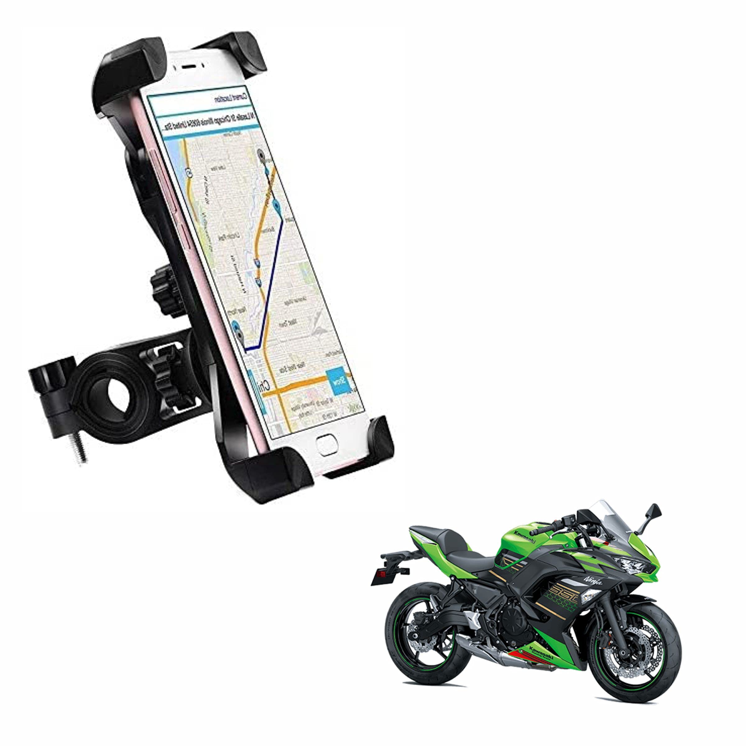 Bike Phone Mount Anti Shake and Stable Cradle Clamp with 360° Rotation Bike Phone Holder for Kawasaki Ninja 650 (1 PCs, Black)-image-39