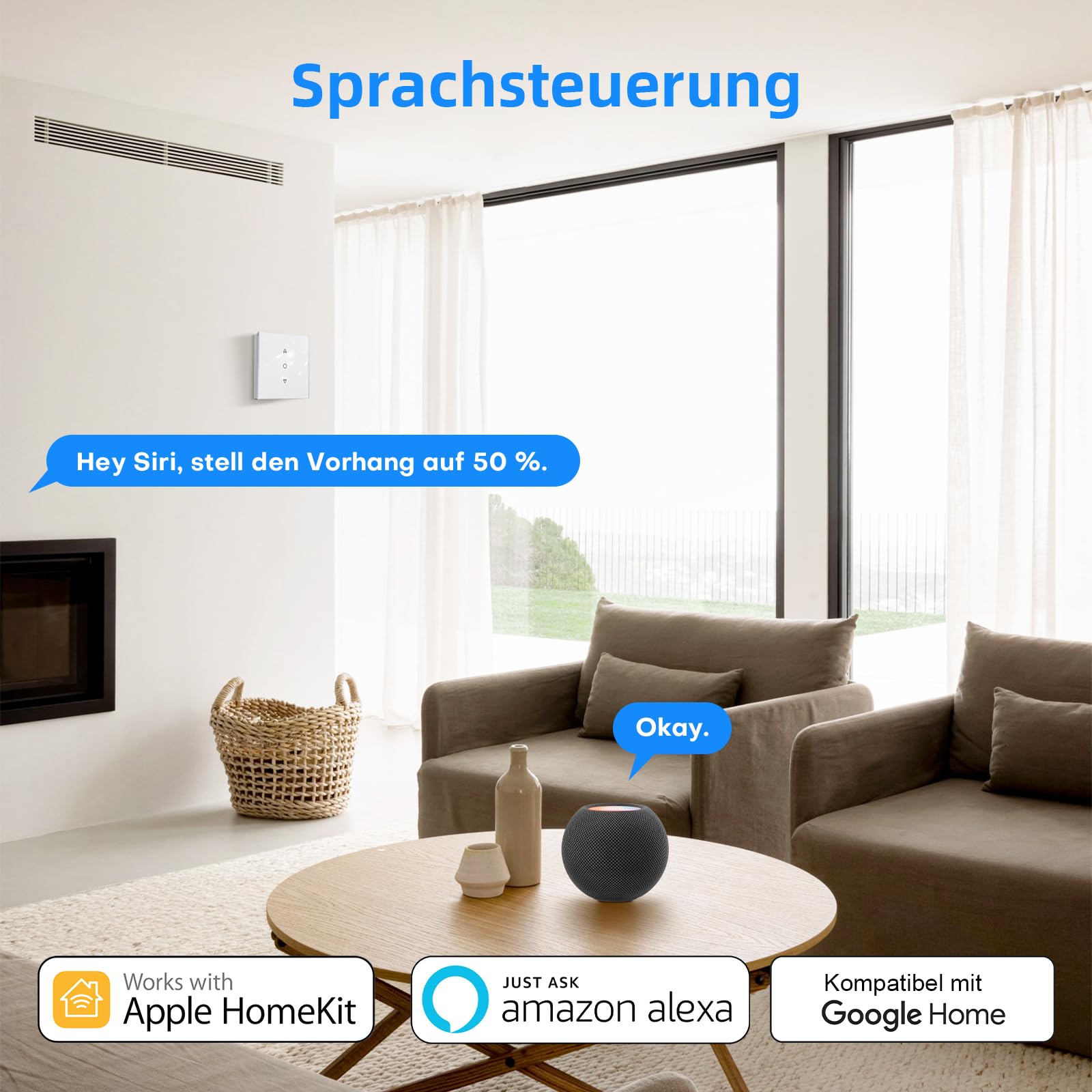 Maxcio HomeKit WLAN Rolladenschalter für Smart Home mit Prozentsteuerung