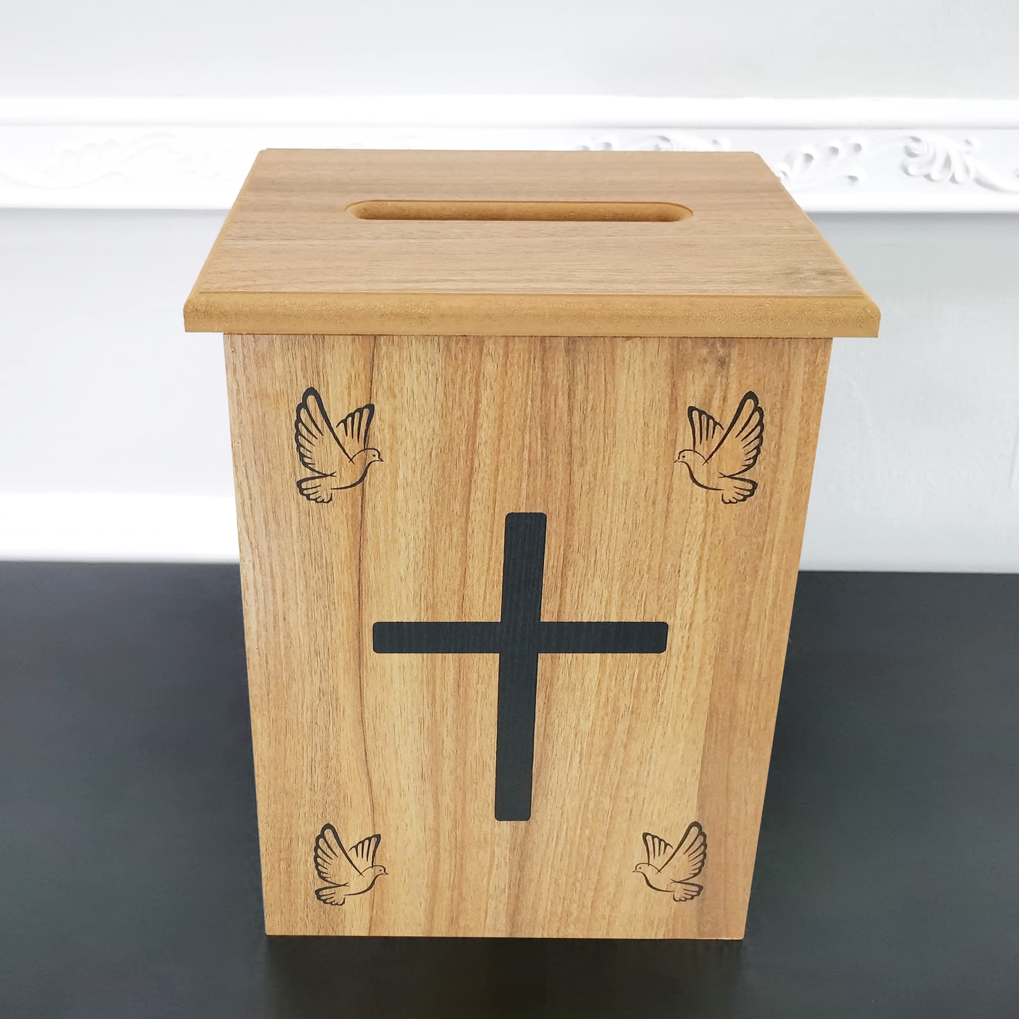 Snapklik.com : Engineered Wood Tithes Offering Box Cross Christian ...
