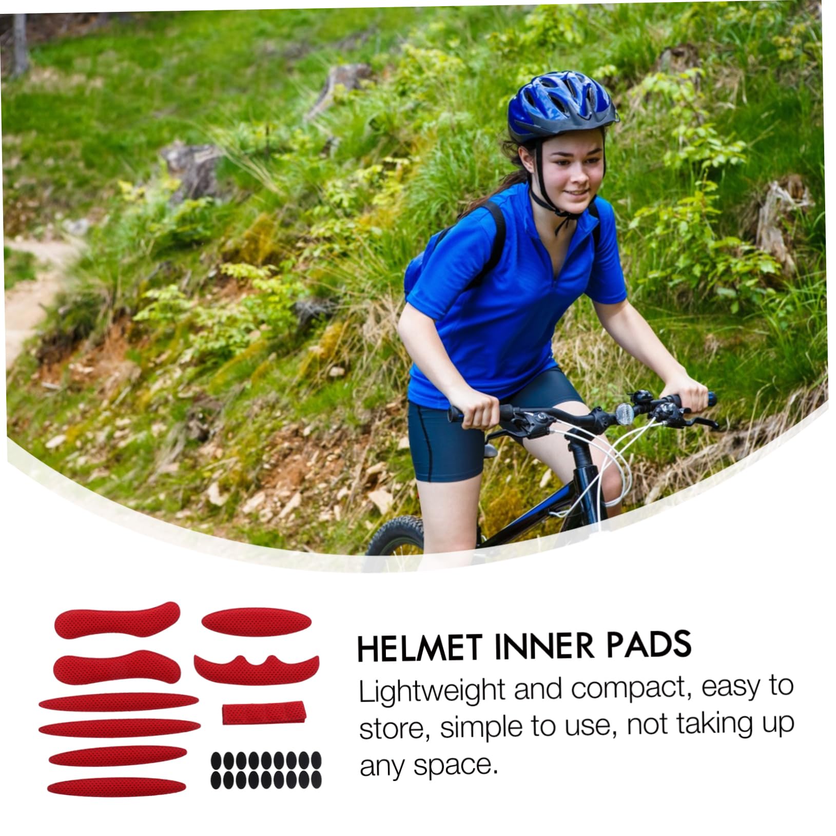 KICHOUSE DIY Cycling Helmet Liner Kit 2-Pack Absorption Sponge Pads Helmet Protector Chinstrap Adhesive for Custom Fit